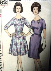 4262 60s SLENDERETTE SLIM-FLARE SS-LS DRESS PATTERN 44 46''B